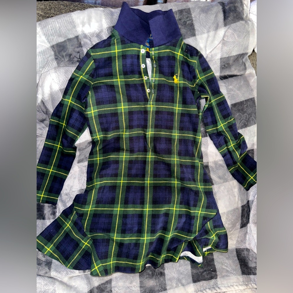 Ralph Lauren Polo plaid stretch mesh polo dress girls Size Small (7)